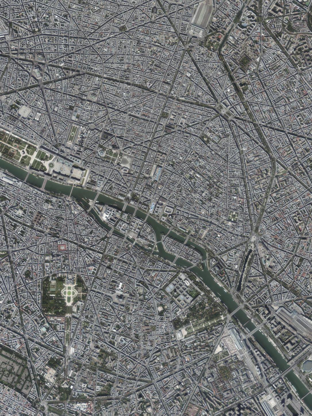 Illustrative IGN aerial backdrop of Paris.